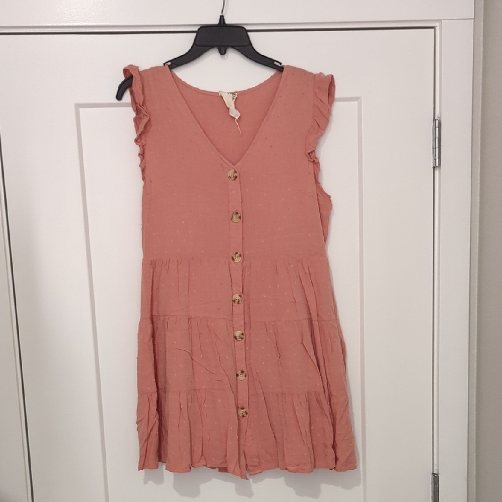 Blu Pepper Peach Button-Down Mini Dress